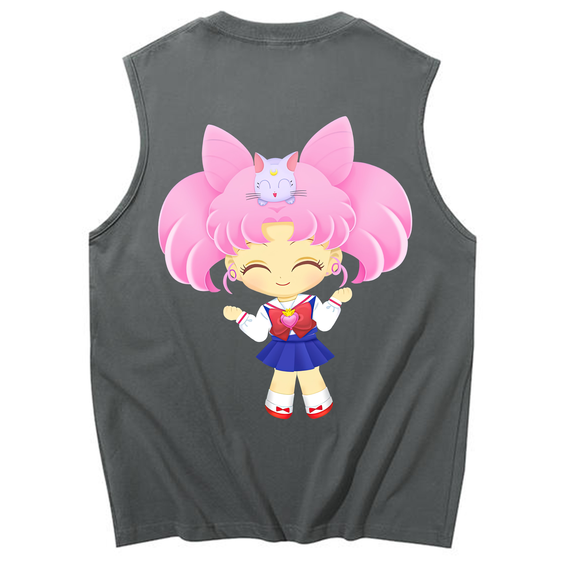 （画像用） 美少女戦士セーラームーン ちびうさ Sailor Moon Chibiusa Tsukino Usagi Small Lady Serenity コットン100％タンクトップ（背面プリント）